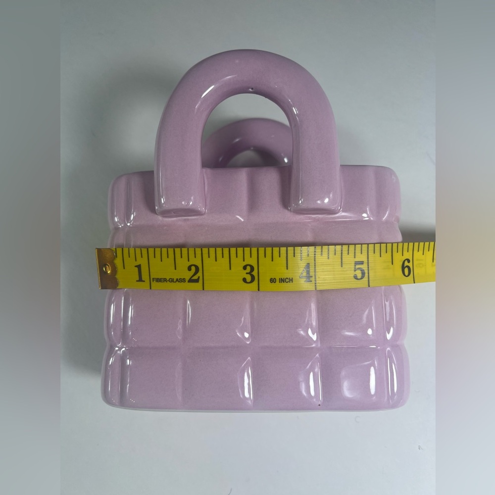 Charming Pink Ceramic Handbag Decor – Approx 6"W x 4.5"H x 2"W - Picture 6 of 8